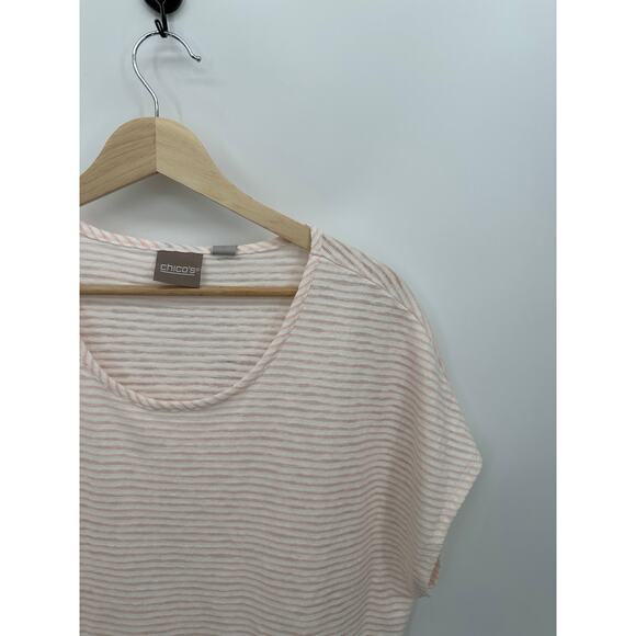 Chico's Shirt Women XL Shadow Stripe Mixed Tunic Knit Pattern Cottage Rose NWT - Picture 5 of 8